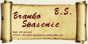 Branko Spasenić vizit kartica